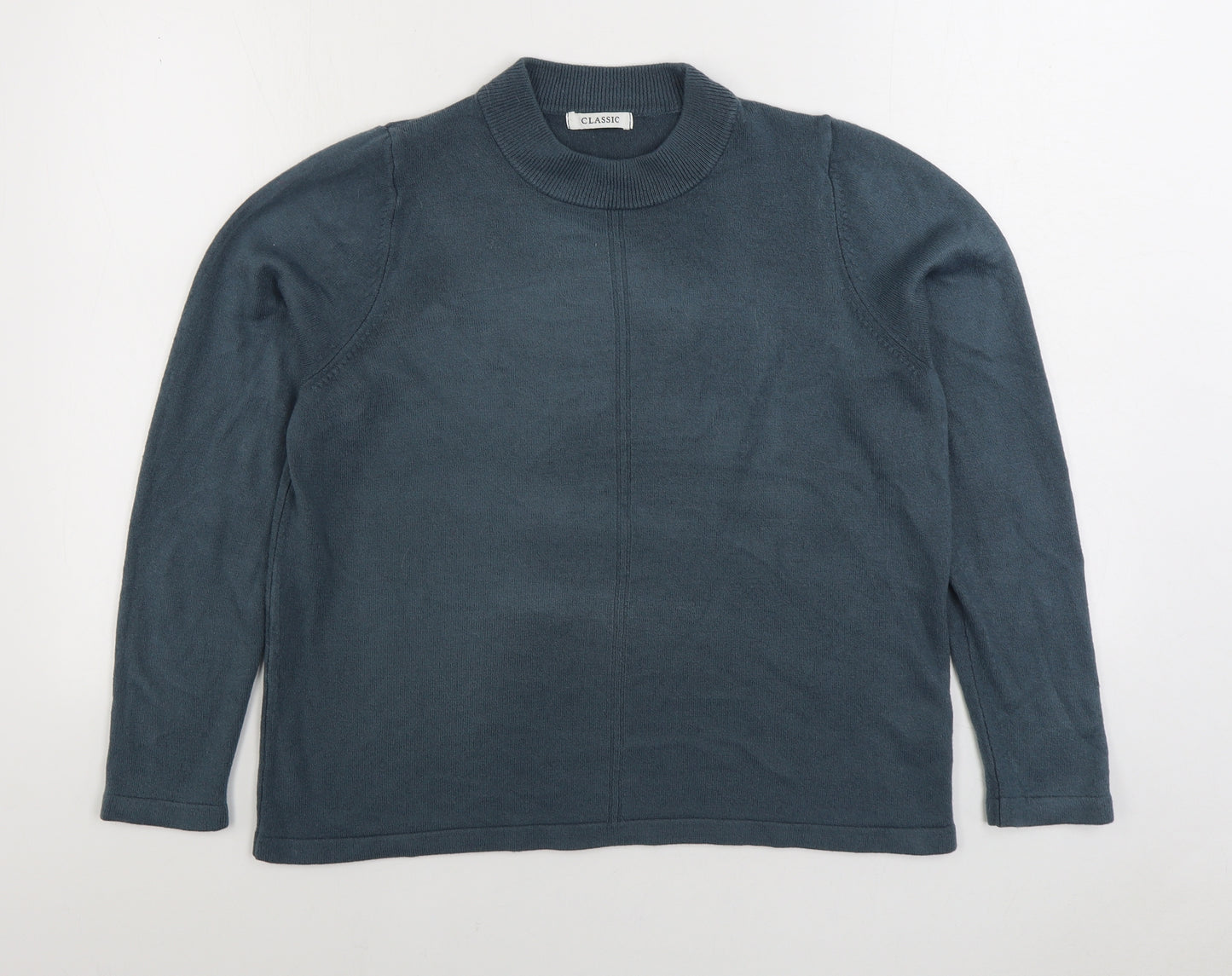 Marks and Spencer Womens Green Mock Neck Acrylic Pullover Jumper Size 16