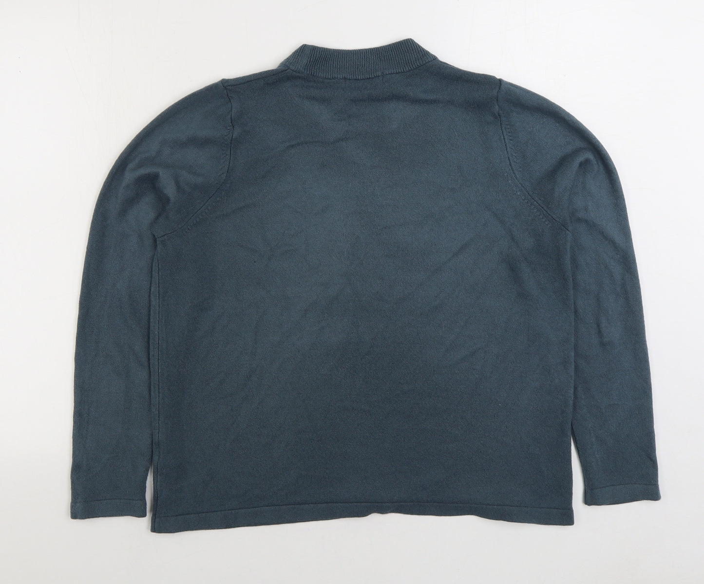 Marks and Spencer Womens Green Mock Neck Acrylic Pullover Jumper Size 16
