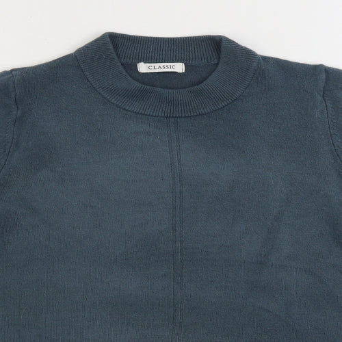 Marks and Spencer Womens Green Mock Neck Acrylic Pullover Jumper Size 16