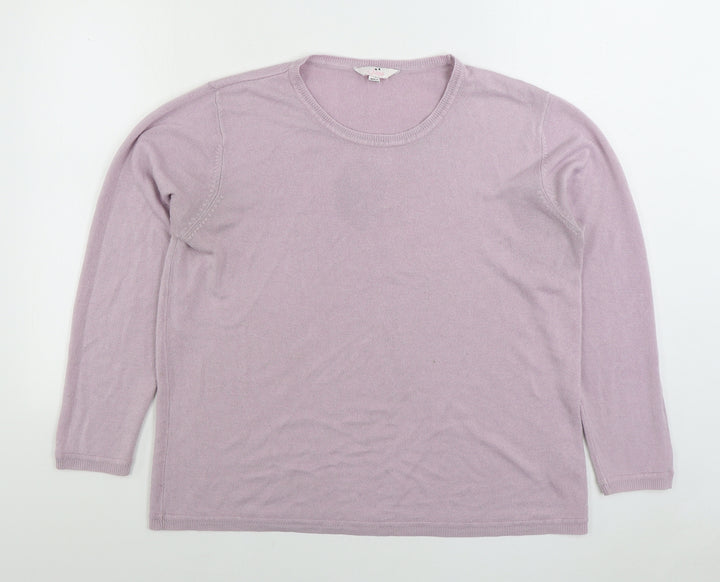 Julipa Womens Pink Round Neck Acrylic Pullover Jumper Size L