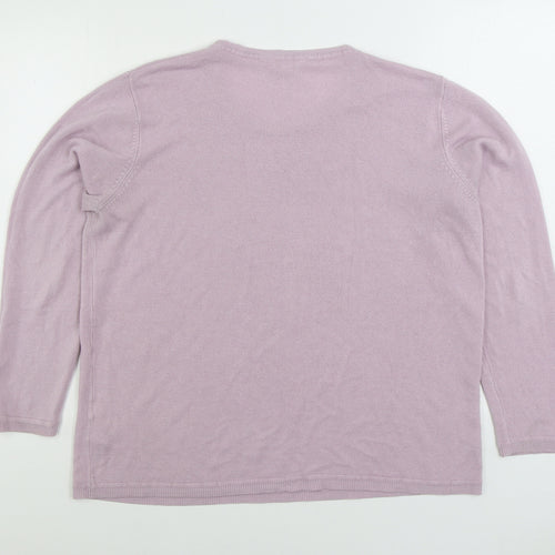 Julipa Womens Pink Round Neck Acrylic Pullover Jumper Size L
