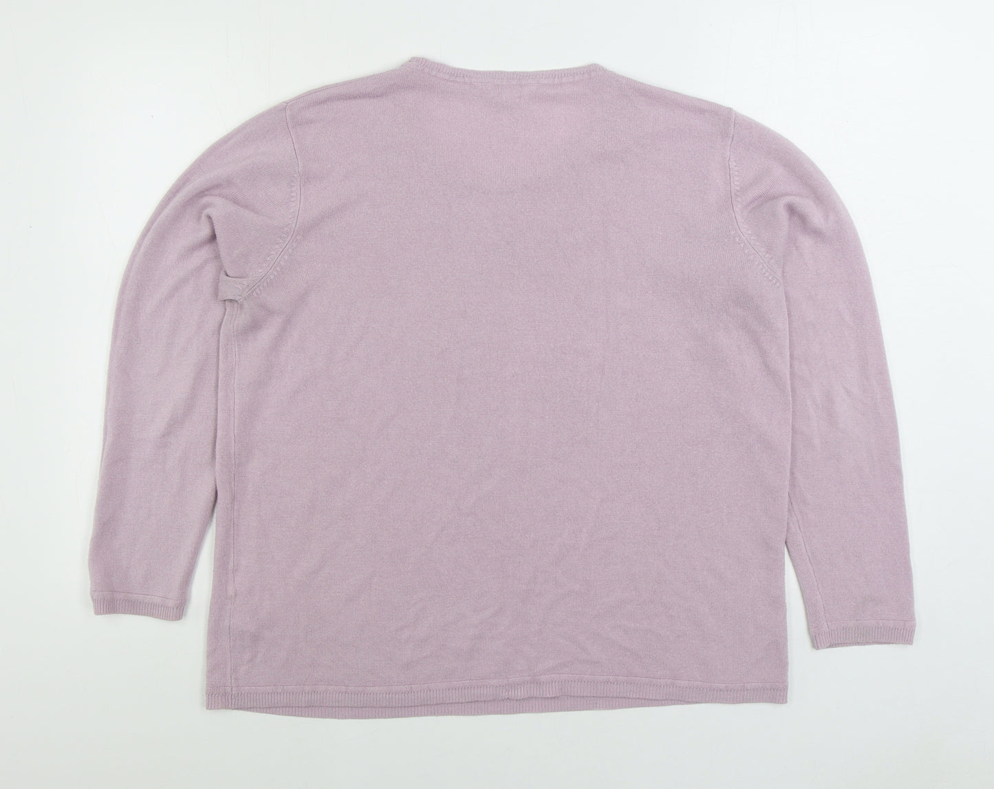 Julipa Womens Pink Round Neck Acrylic Pullover Jumper Size L
