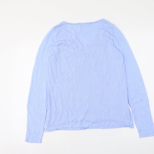 Marks and Spencer Womens Blue V-Neck Viscose Pullover Jumper Size 8