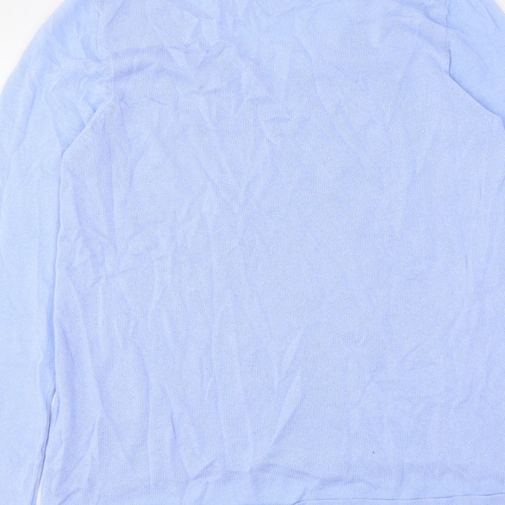 Marks and Spencer Womens Blue V-Neck Viscose Pullover Jumper Size 8