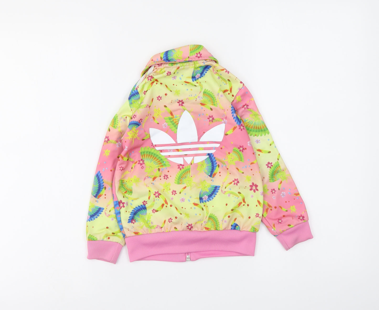 adidas Girls Multicoloured Geometric Polyester Full Zip Sweatshirt Size 3-4 Years Zip