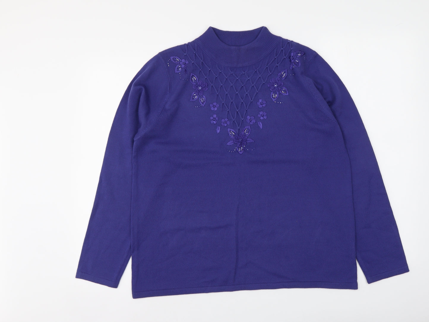 Bonmarché Womens Purple Mock Neck Acrylic Pullover Jumper Size M