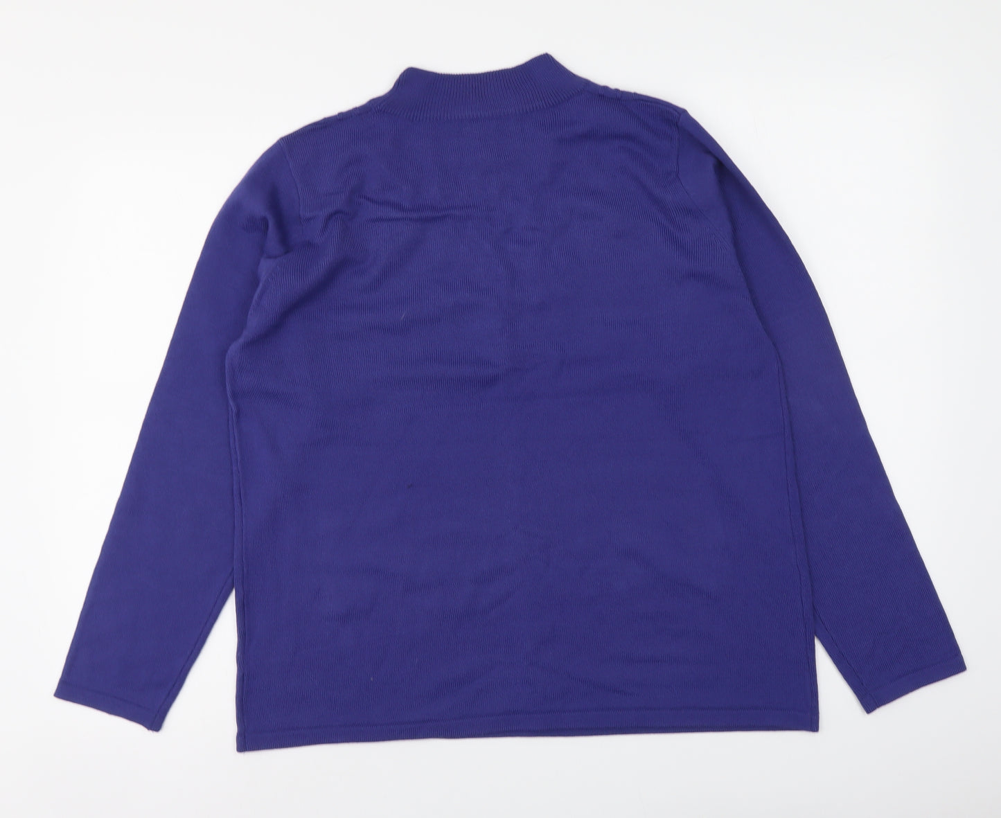Bonmarché Womens Purple Mock Neck Acrylic Pullover Jumper Size M