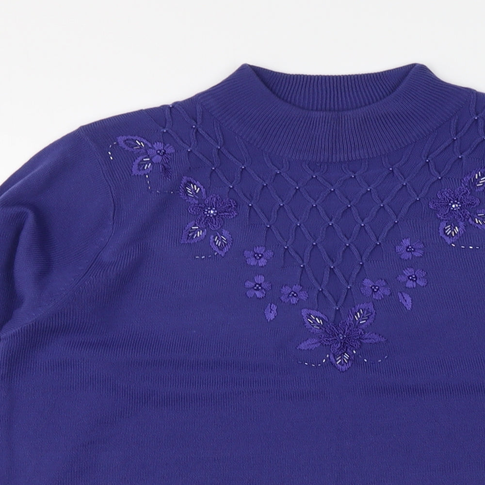 Bonmarché Womens Purple Mock Neck Acrylic Pullover Jumper Size M