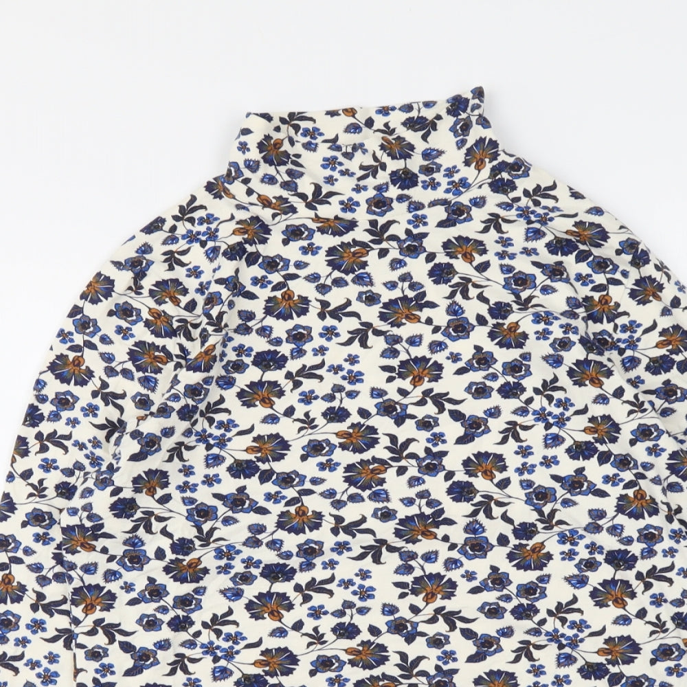 Marks and Spencer Womens Blue Floral Cotton Basic Blouse Size 12 Halter