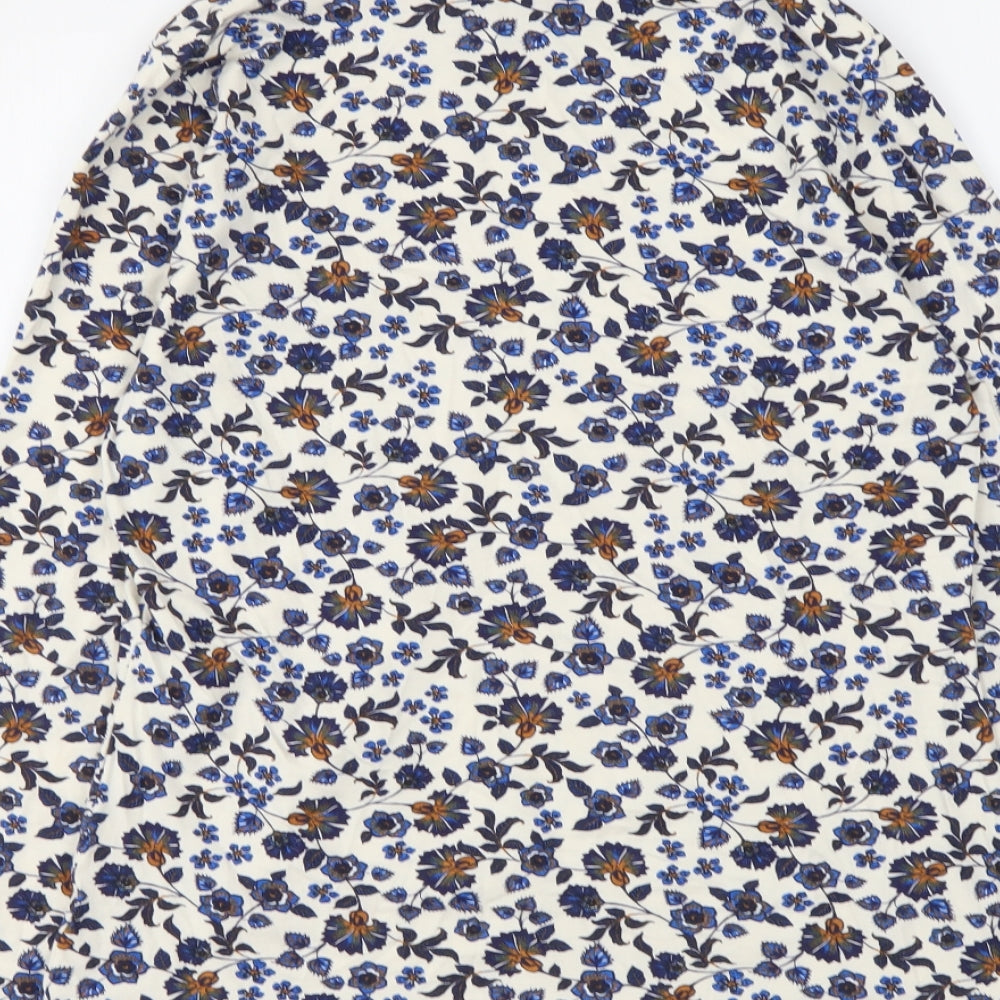 Marks and Spencer Womens Blue Floral Cotton Basic Blouse Size 12 Halter