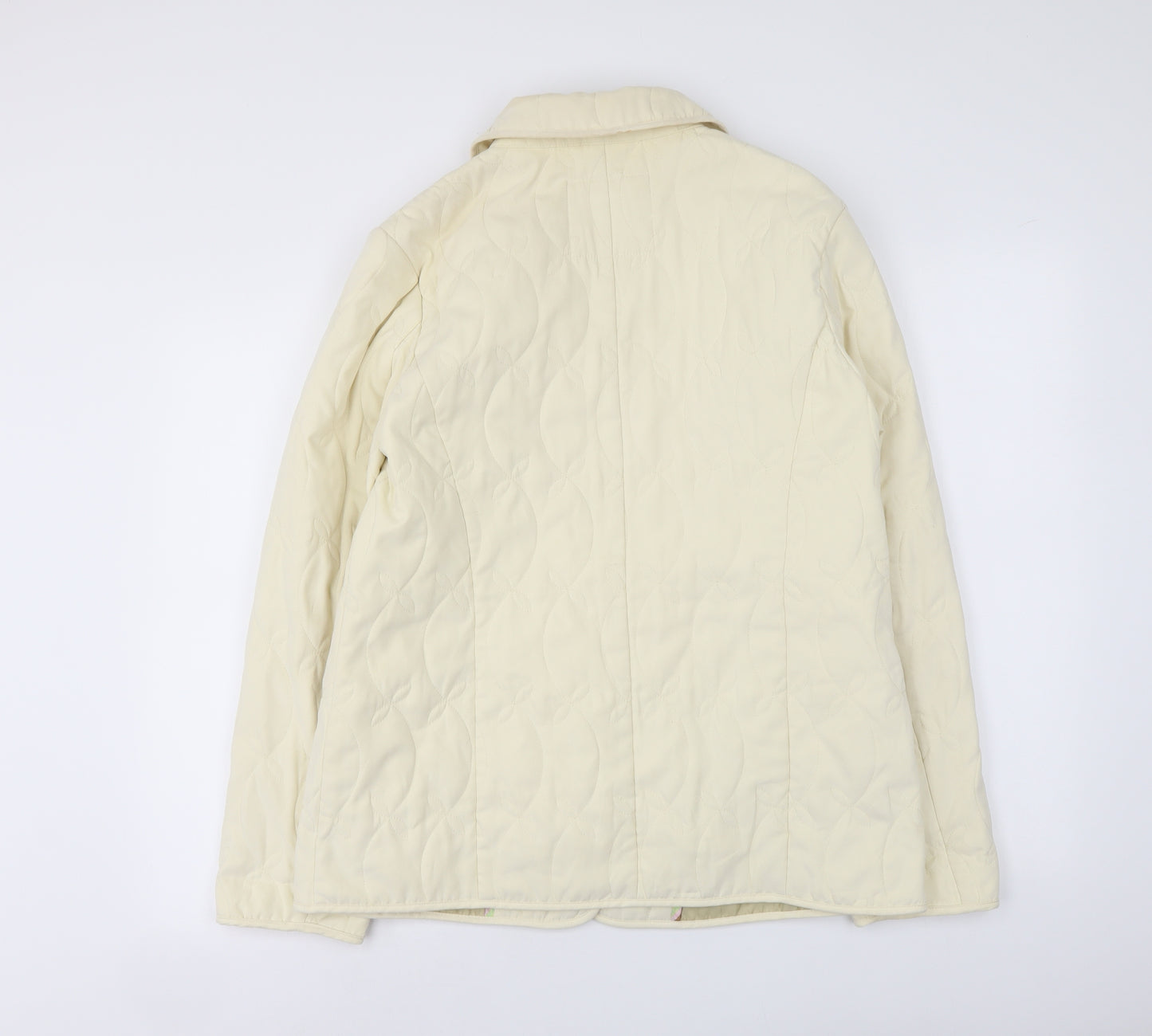 City Look Womens Ivory Quilted Coat Size 12 Button