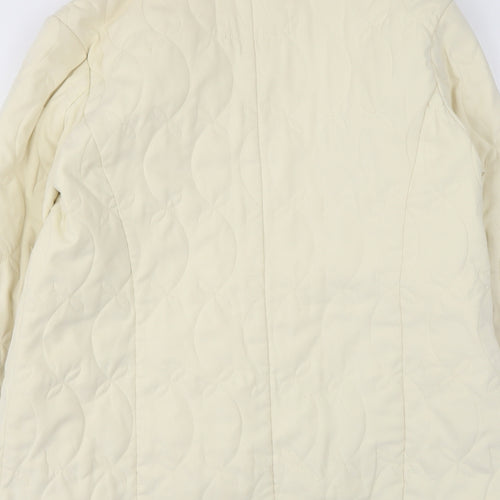 City Look Womens Ivory Quilted Coat Size 12 Button