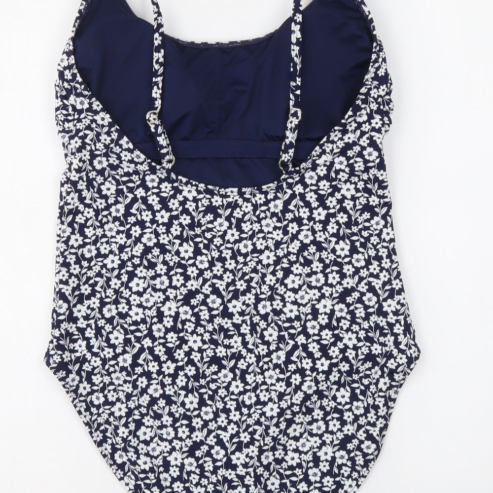F&F Womens Blue Floral Polyester One Piece Size 14