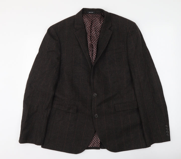 Cedar Wood State Mens Brown Striped Wool Jacket Suit Jacket Size M
