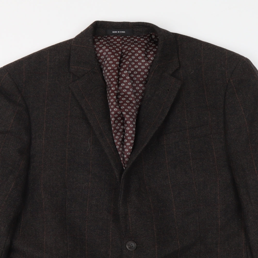 Cedar Wood State Mens Brown Striped Wool Jacket Suit Jacket Size M