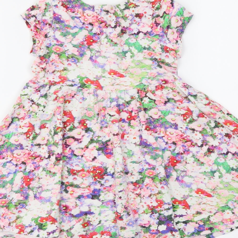 RJR.John Rocha Girls Multicoloured Floral Cotton A-Line Size 2-3 Years Round Neck Pullover