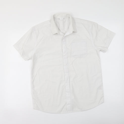 John Lewis Womens White Polyester Basic Button-Up Size 14 Collared
