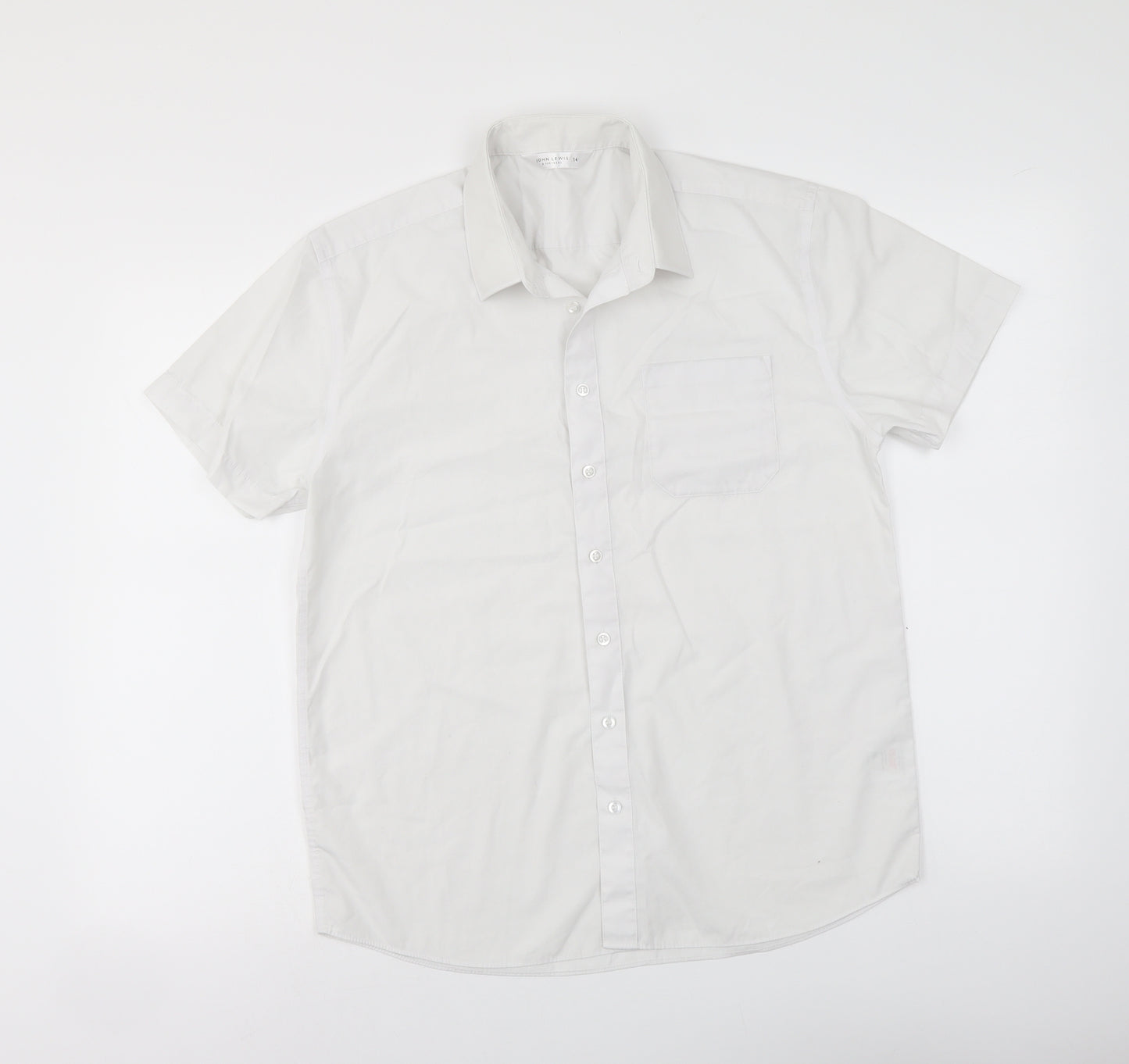 John Lewis Womens White Polyester Basic Button-Up Size 14 Collared