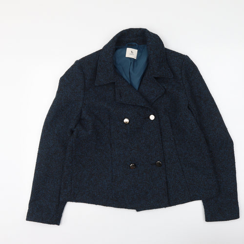 TU Womens Blue Jacket Coat Size 14 Button