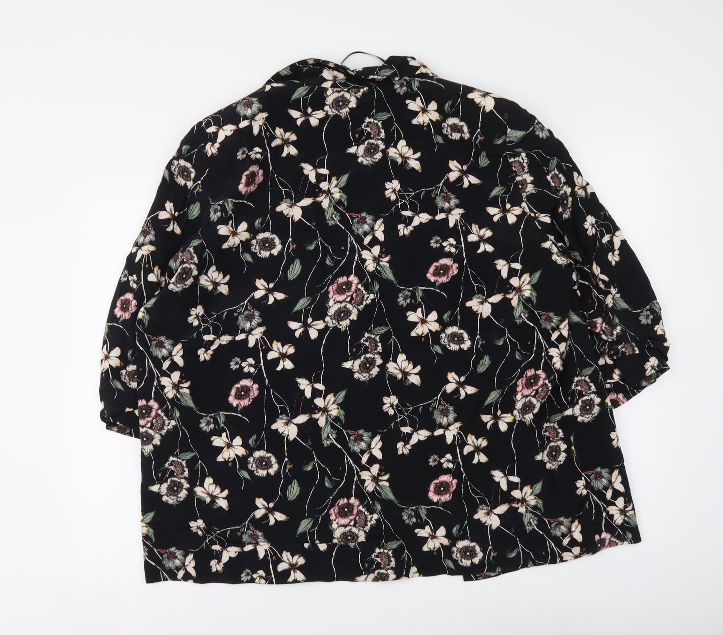 F&F Womens Black Floral Jacket Blazer Size 18 Tie