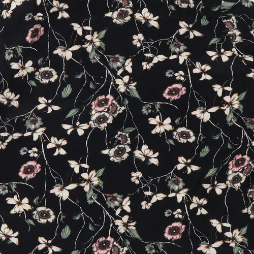 F&F Womens Black Floral Jacket Blazer Size 18 Tie