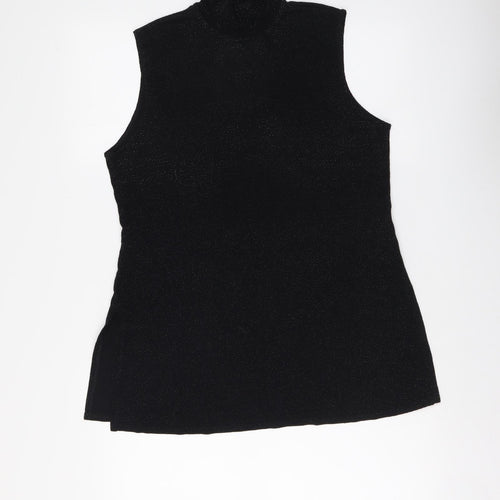 Sky Design Womens Black Polyester Basic Tank Size M High Neck