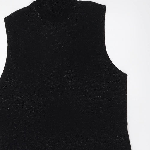 Sky Design Womens Black Polyester Basic Tank Size M High Neck