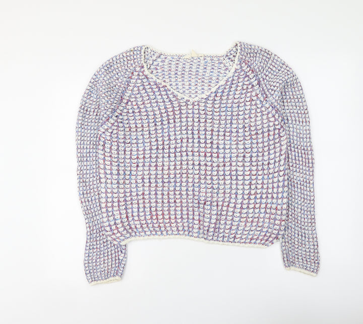 Esprit Womens Blue Round Neck Cotton Pullover Jumper Size M