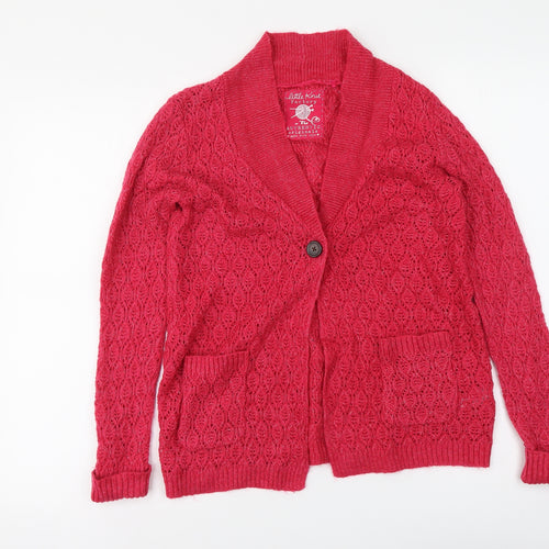 TU Womens Pink Round Neck Acrylic Cardigan Jumper Size S