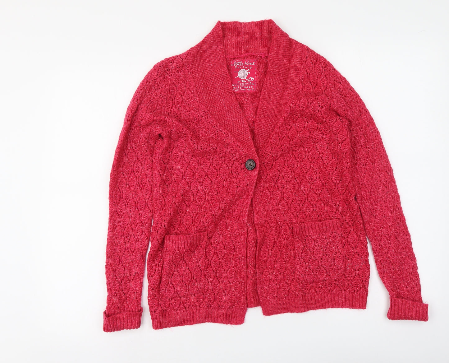 TU Womens Pink Round Neck Acrylic Cardigan Jumper Size S