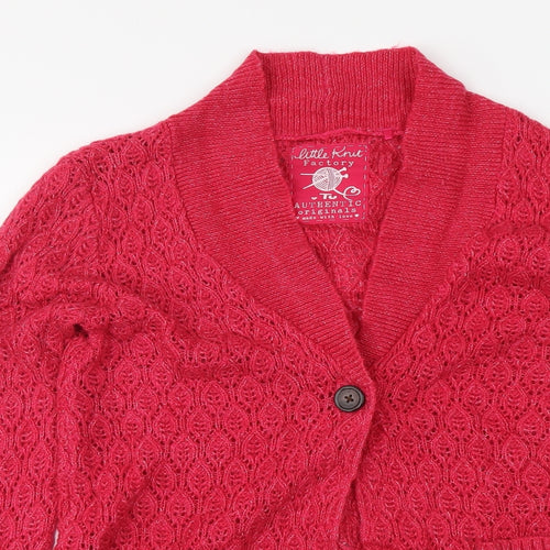 TU Womens Pink Round Neck Acrylic Cardigan Jumper Size S