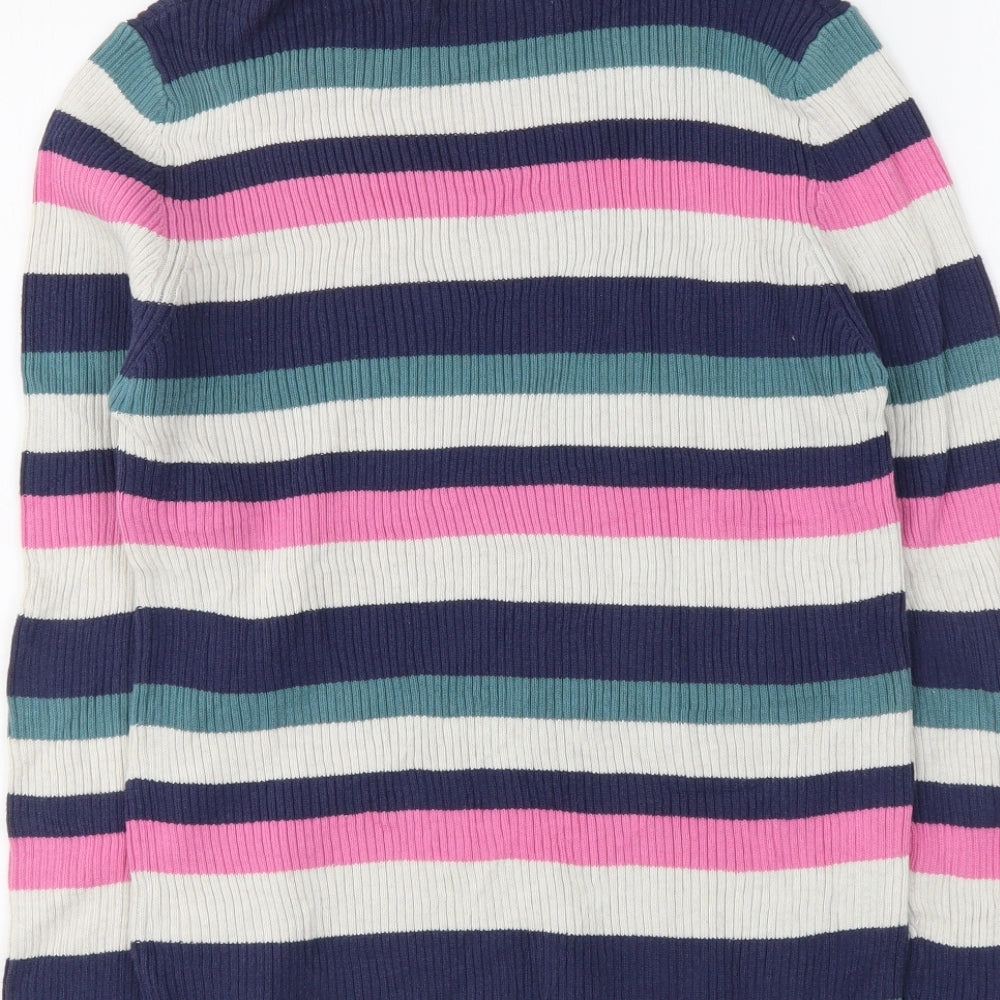 Marks and Spencer Girls Multicoloured Roll Neck Striped Acrylic Pullover Jumper Size 12-13 Years Pullover
