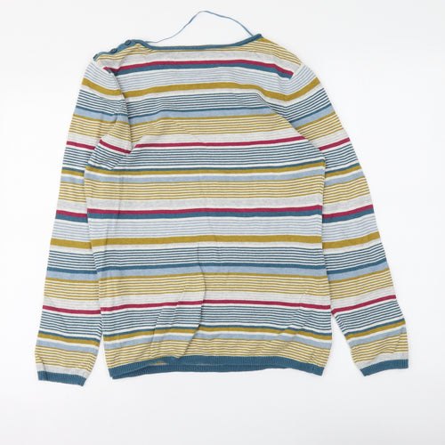 Never Fear Womens Multicoloured Round Neck Striped Cotton Pullover Jumper Size 12