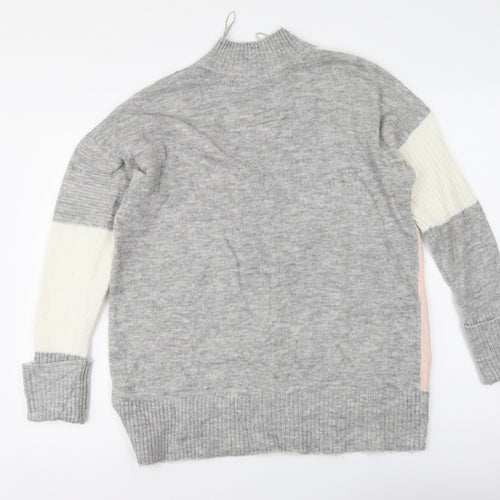 New Look Womens Multicoloured High Neck Acrylic Henley Jumper Size M