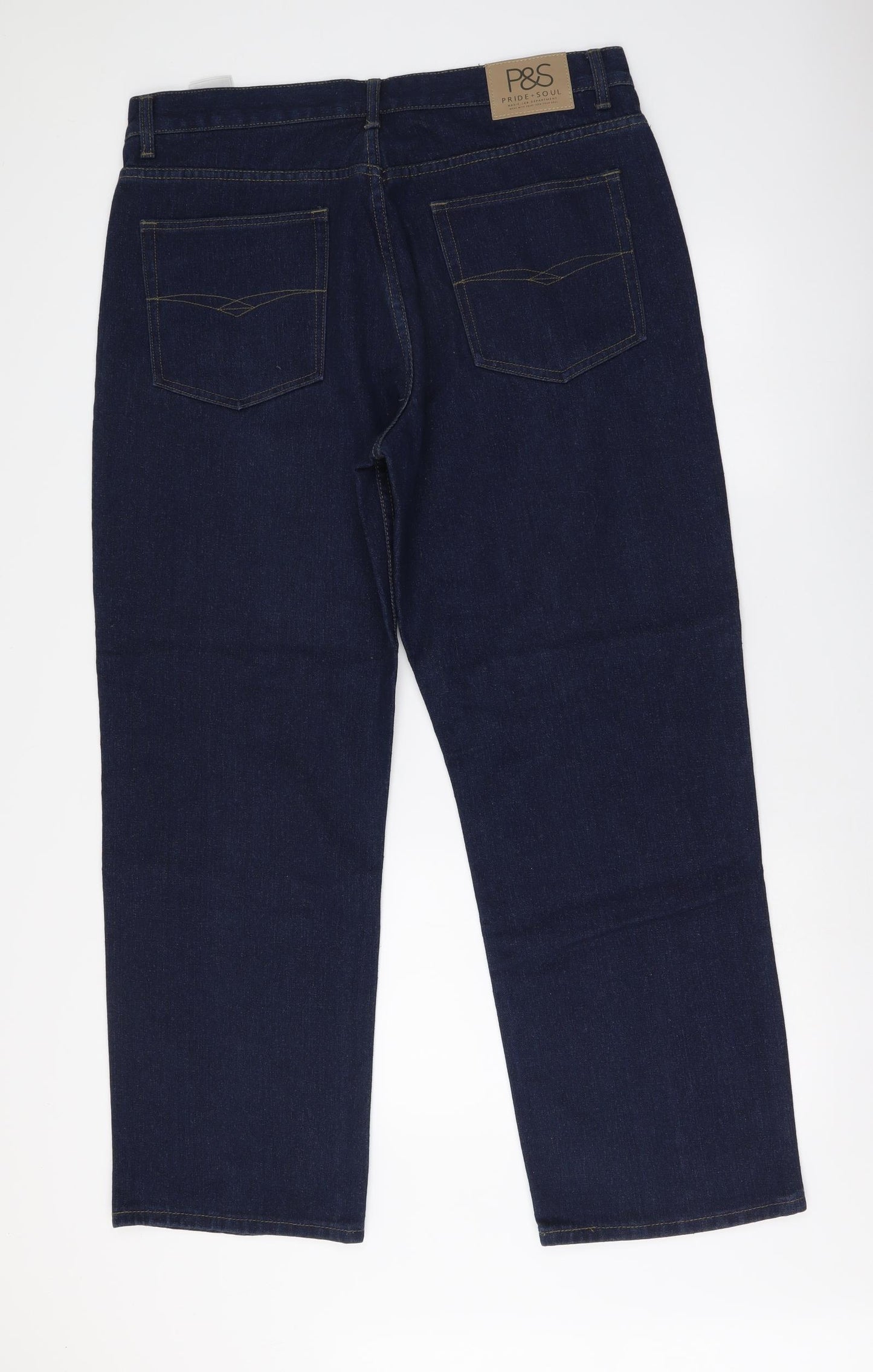 Pride + Soul Mens Blue Cotton Straight Jeans Size 38 in L32 in Regular Button