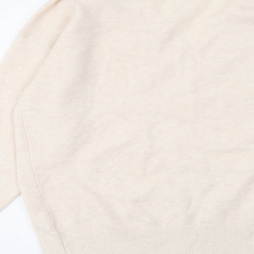 Marks and Spencer Womens Beige V-Neck Acrylic Henley Jumper Size 12