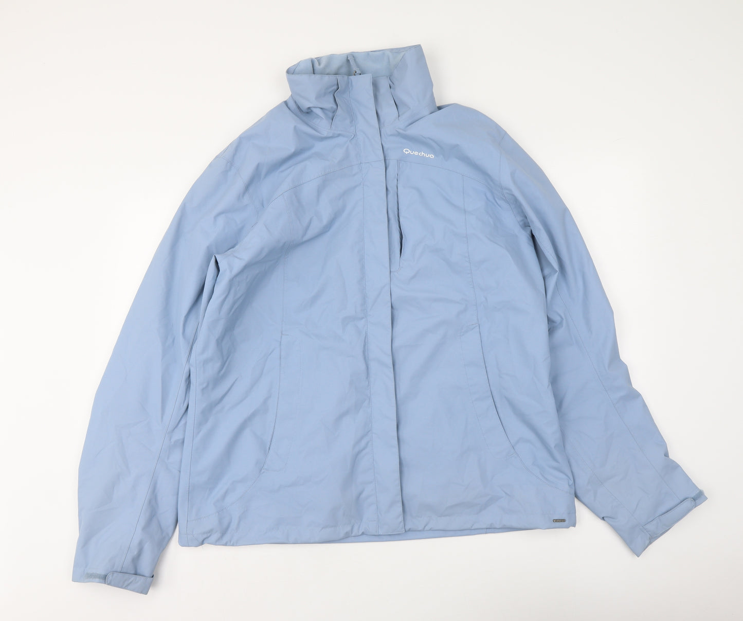 Quechua Womens Blue Rain Coat Coat Size XL Zip