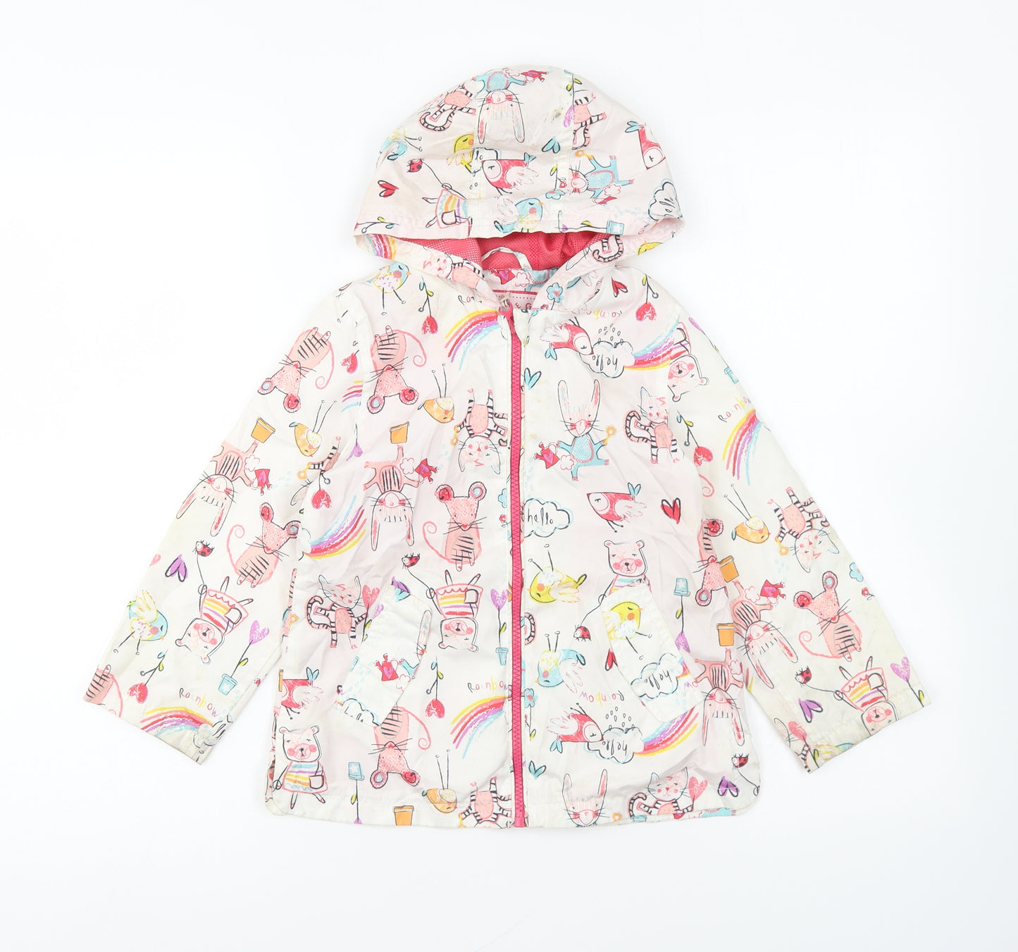Nutmeg Girls Multicoloured Geometric Rain Coat Coat Size 4-5 Years Zip
