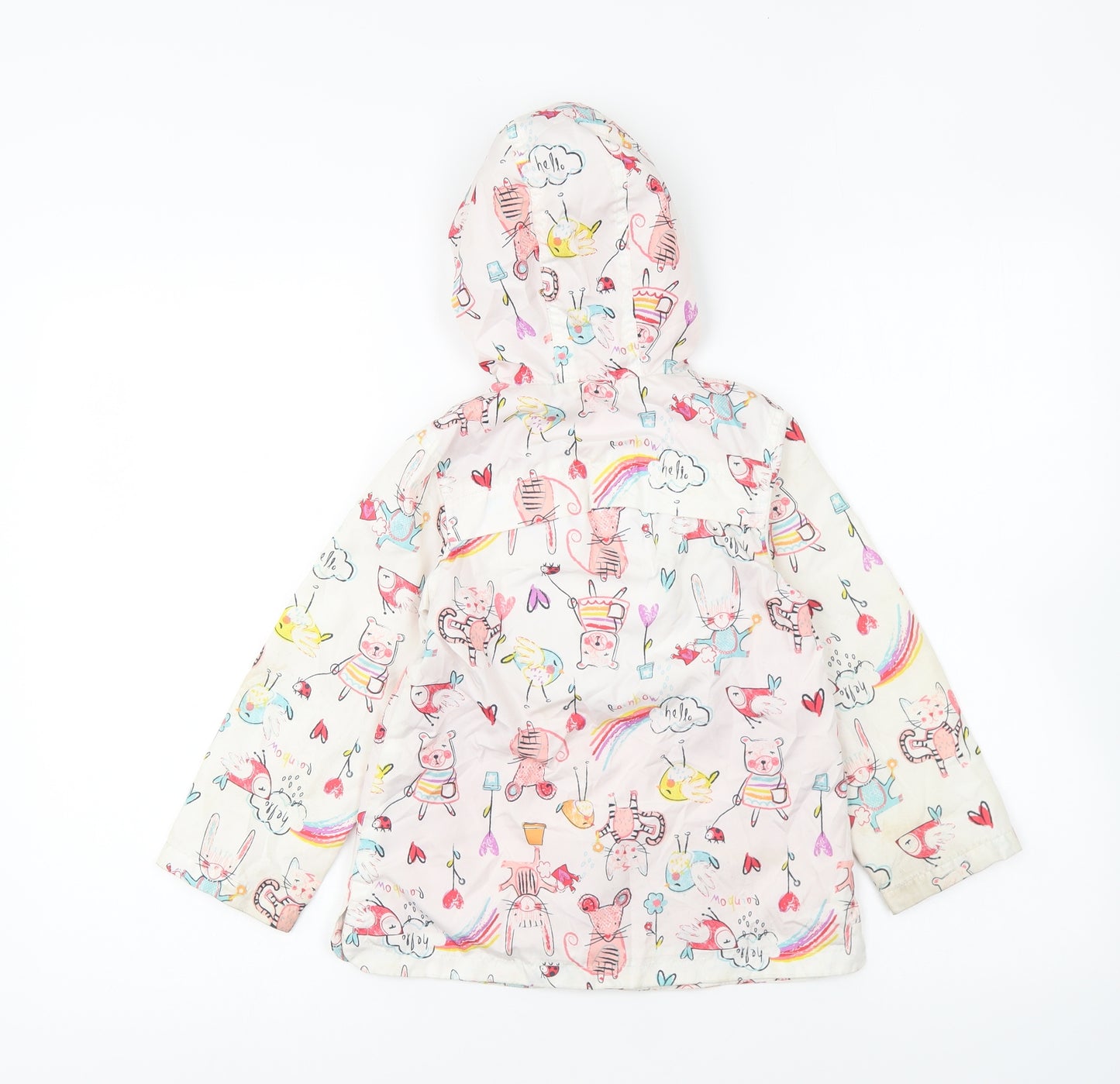 Nutmeg Girls Multicoloured Geometric Rain Coat Coat Size 4-5 Years Zip