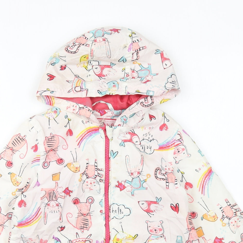 Nutmeg Girls Multicoloured Geometric Rain Coat Coat Size 4-5 Years Zip