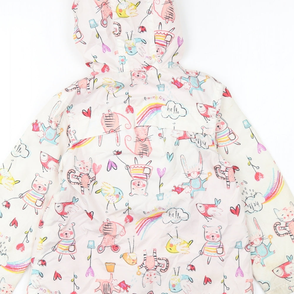 Nutmeg Girls Multicoloured Geometric Rain Coat Coat Size 4-5 Years Zip