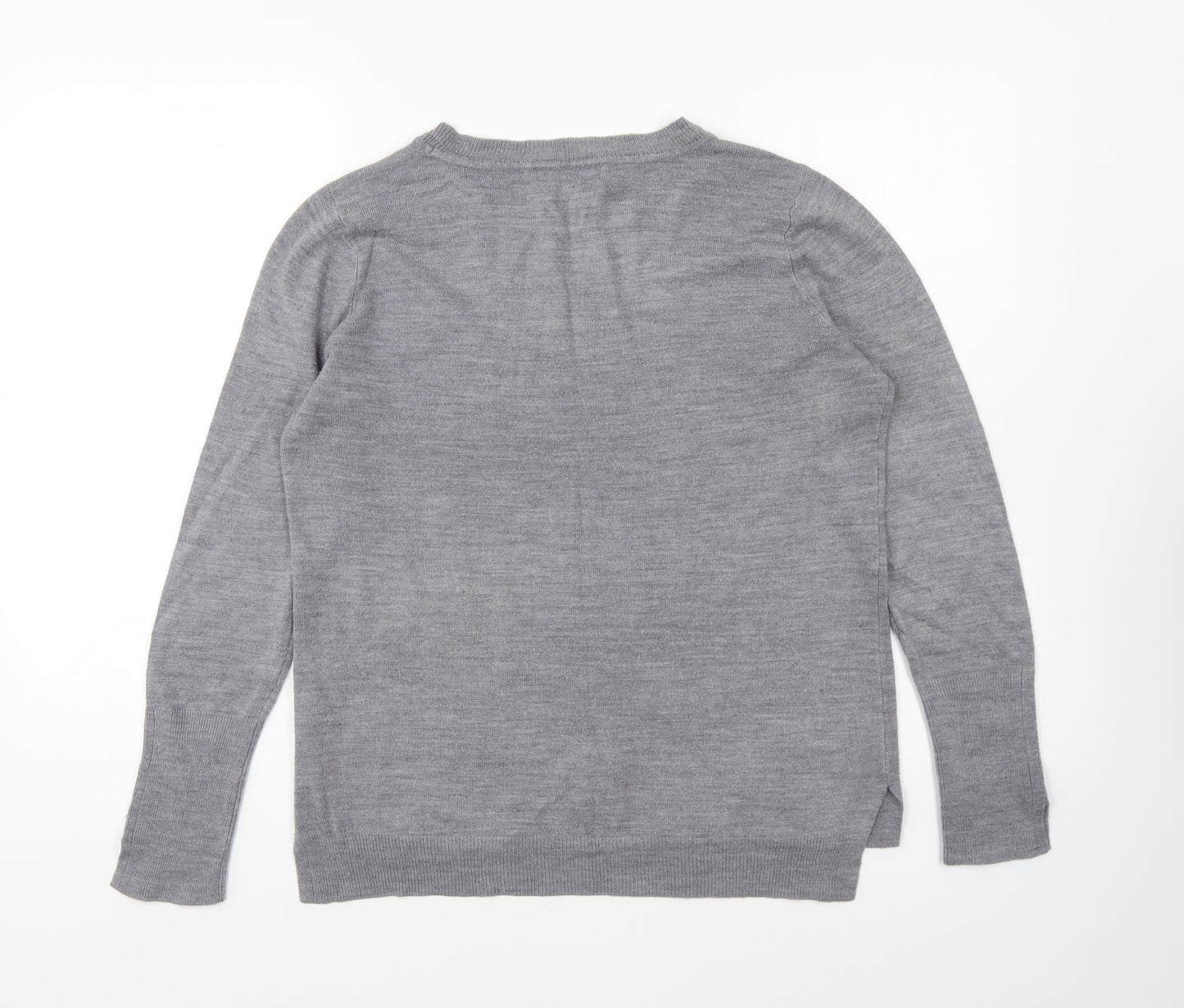 Primark Womens Grey Round Neck Acrylic Pullover Jumper Size S