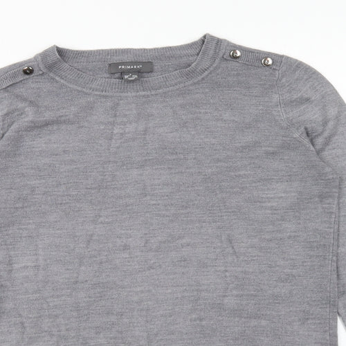 Primark Womens Grey Round Neck Acrylic Pullover Jumper Size S
