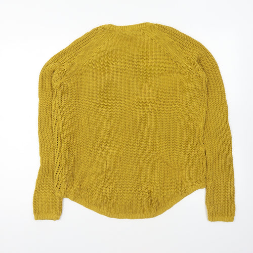 H&M Womens Yellow Round Neck Cotton Pullover Jumper Size S