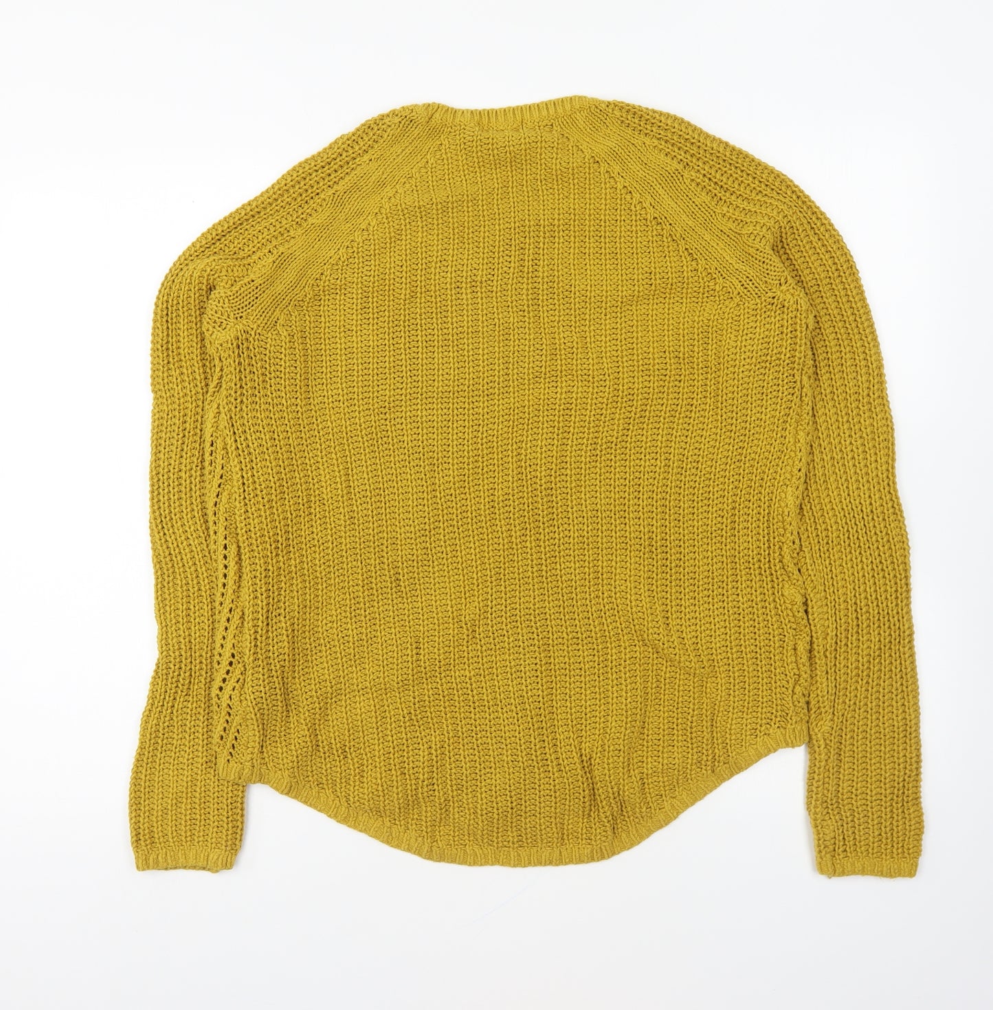 H&M Womens Yellow Round Neck Cotton Pullover Jumper Size S
