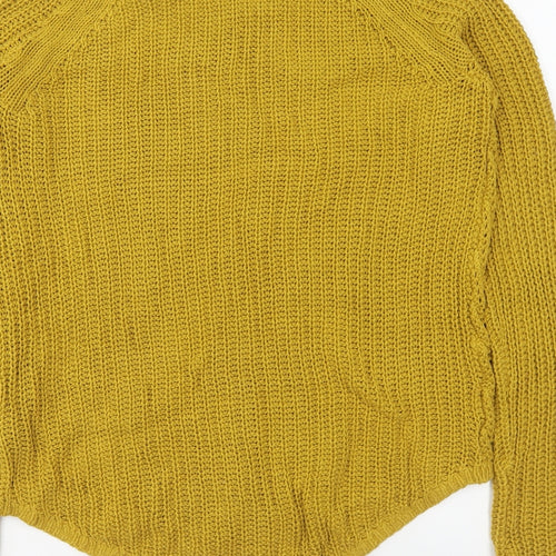 H&M Womens Yellow Round Neck Cotton Pullover Jumper Size S