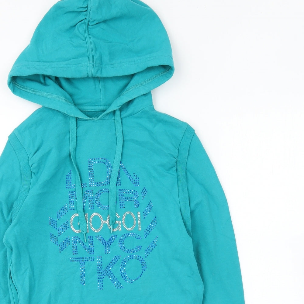Gio-Goi Womens Blue Cotton Pullover Hoodie Size 8 Pullover