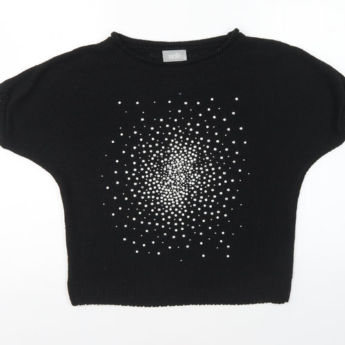 Wallis Womens Black Round Neck Acrylic Pullover Jumper Size S