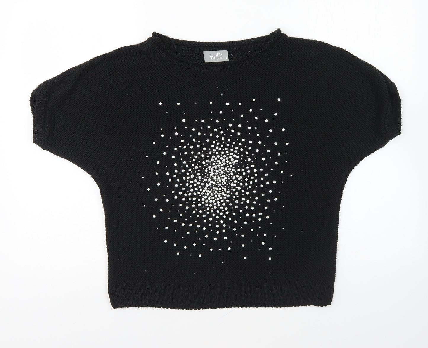Wallis Womens Black Round Neck Acrylic Pullover Jumper Size S