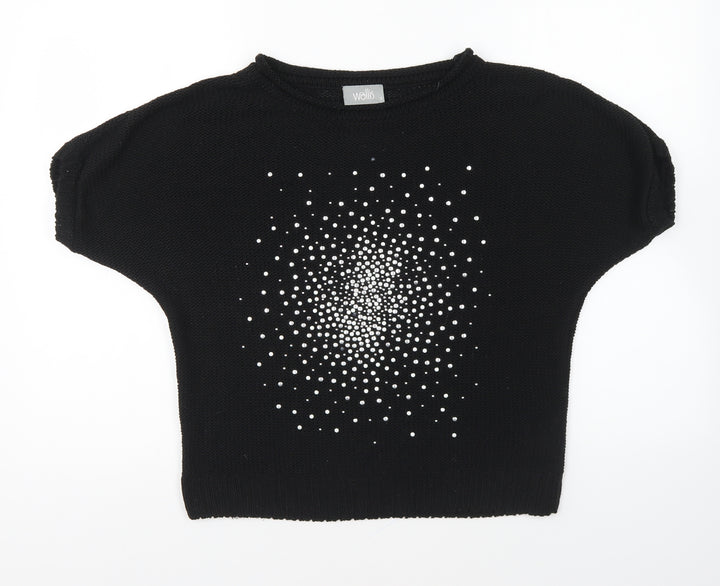 Wallis Womens Black Round Neck Acrylic Pullover Jumper Size S